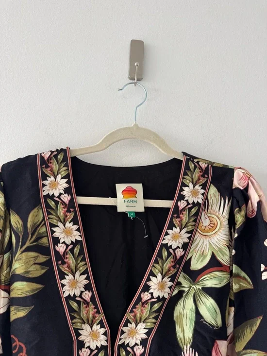 FARM RIO Belted Floral Mini Dress M - Picture 4 of 5